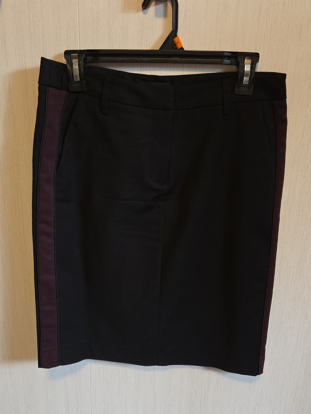 Black Pencil Skirt with Dark Plum Side Panels